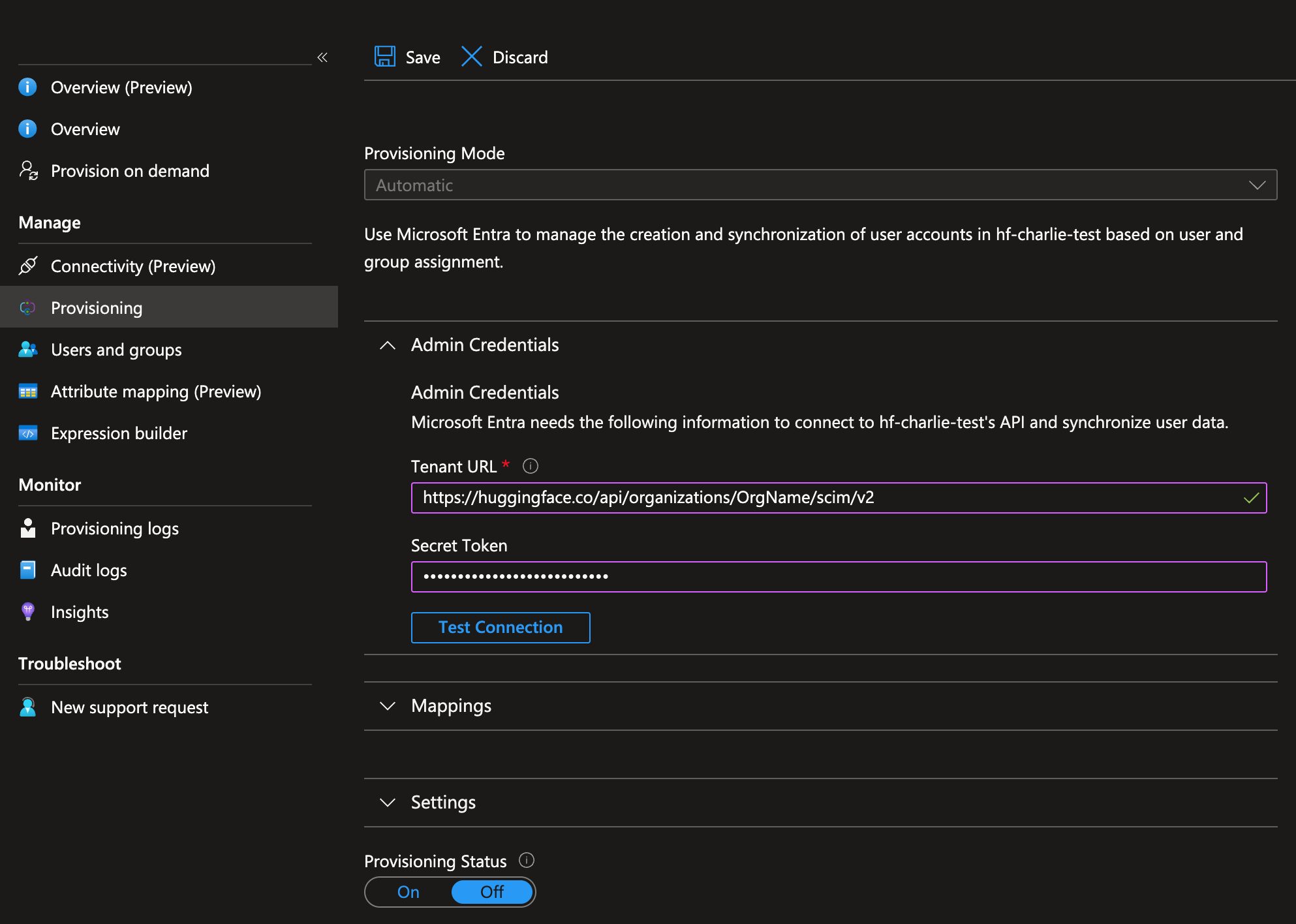 Entra ID SCIM Admin Credentials